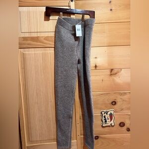 Monrow Cozy Brown Knit Leggings wool and cashmere blend
